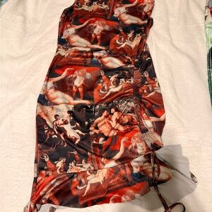 Artistic Print Women's dress with scrunch details